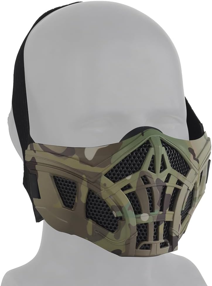 Hdlsina Airsoft Half Face Masks, Half Lower Steel Mesh Airsoft Protective Gear Breathable Silicone Lining Mesh Cover for Adult Men Women BBS Airsoft Shooting CS Survival Games - Image 1